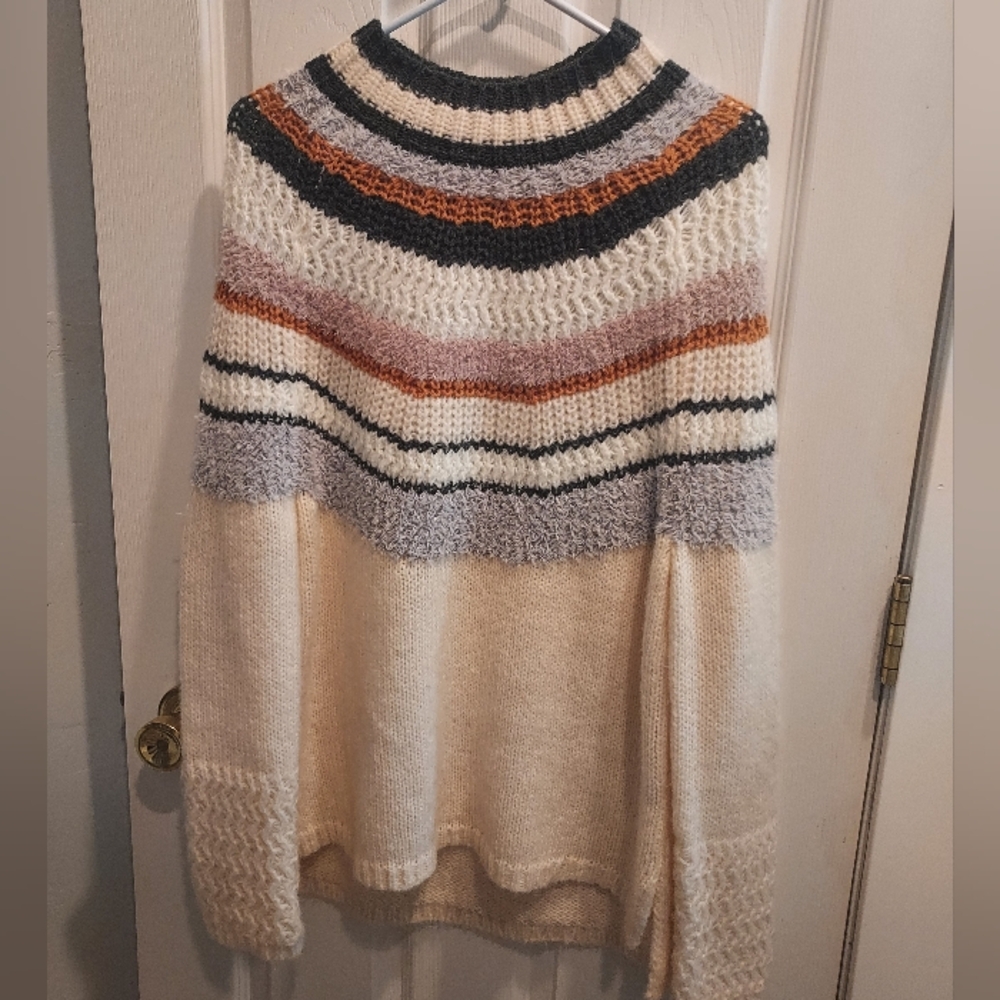 Nordstrom Caslon Multicolor Striped Mock Neck Sweater Mohair And Wool